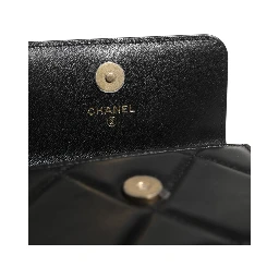 Chanel 19 Flap Coin Purse Quilted Leather Black Crossbody