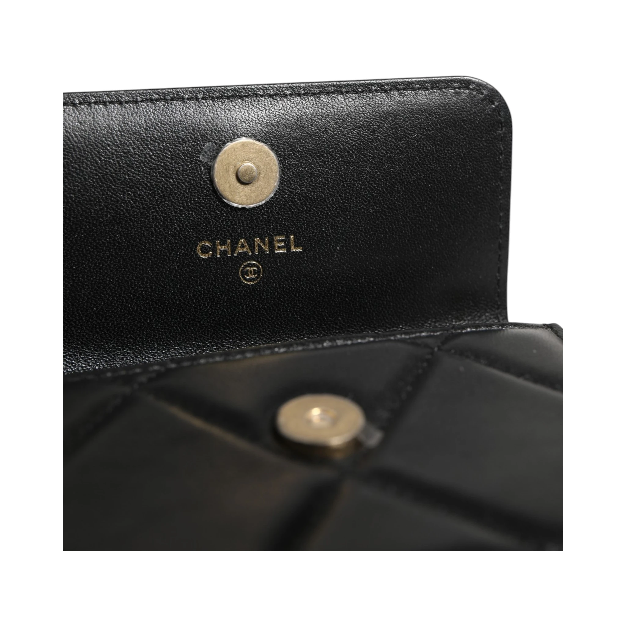 Chanel 19 Flap Coin Purse Quilted Leather Black Crossbody