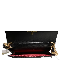 Chanel 19 Flap Coin Purse Quilted Leather Black Crossbody