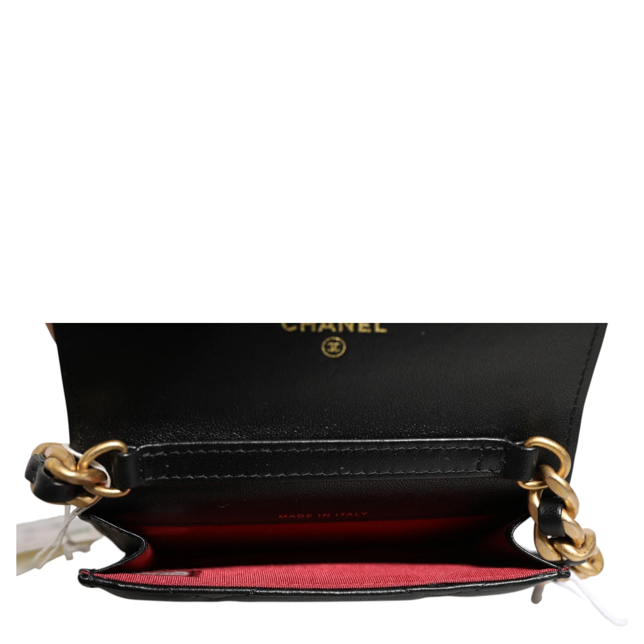 Chanel 19 Flap Coin Purse Quilted Leather Black Crossbody