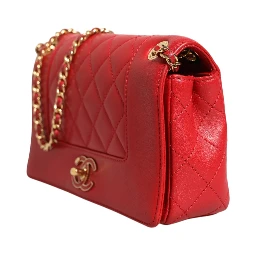 Burgundy Sheepskin Quilted Leather Mademoiselle Flap Bag