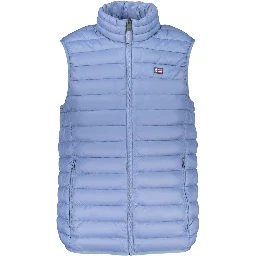 Blue Polyester Sleveless Jacket
