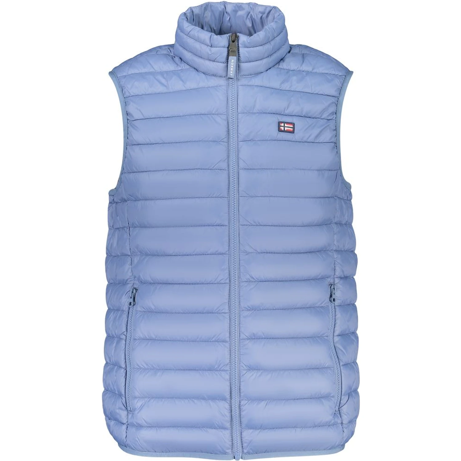 Blue Polyester Sleveless Jacket
