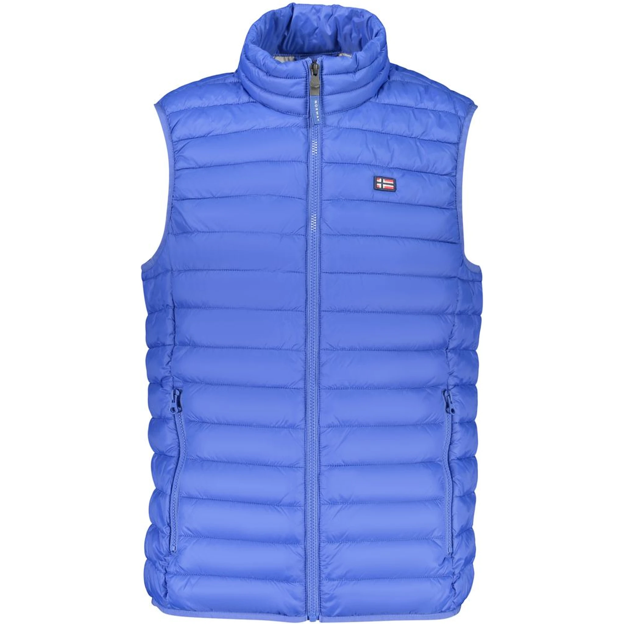 Blue Polyester Sleveless Jacket