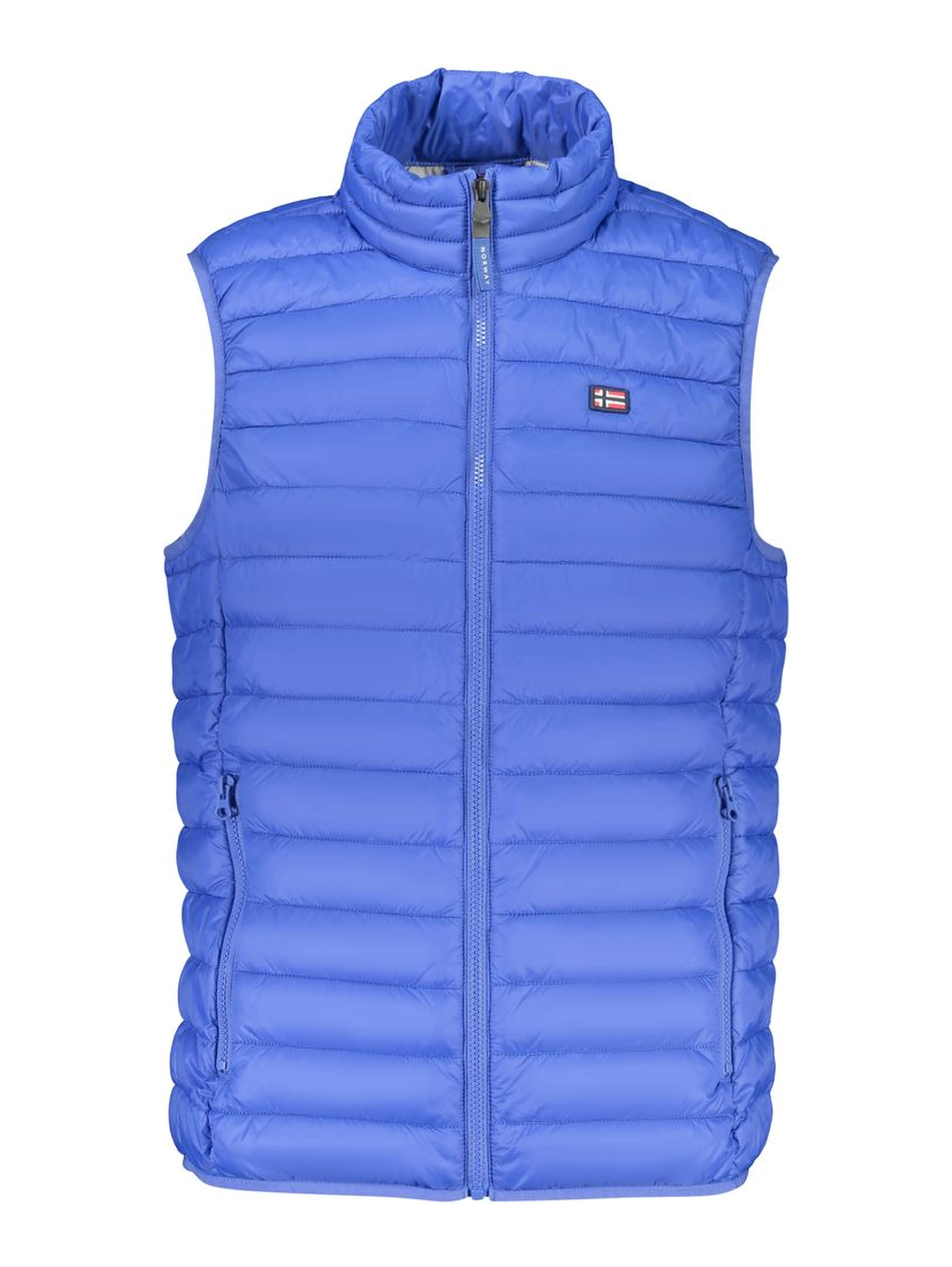Blue Polyester Sleveless Jacket