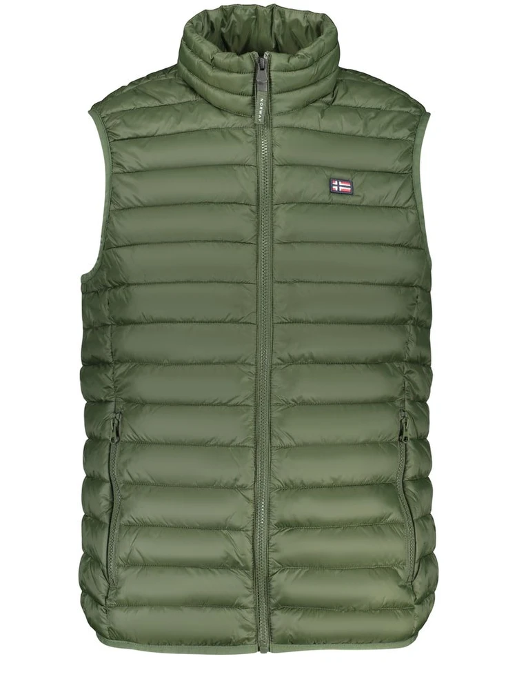 Green Polyester Sleveless Jacket