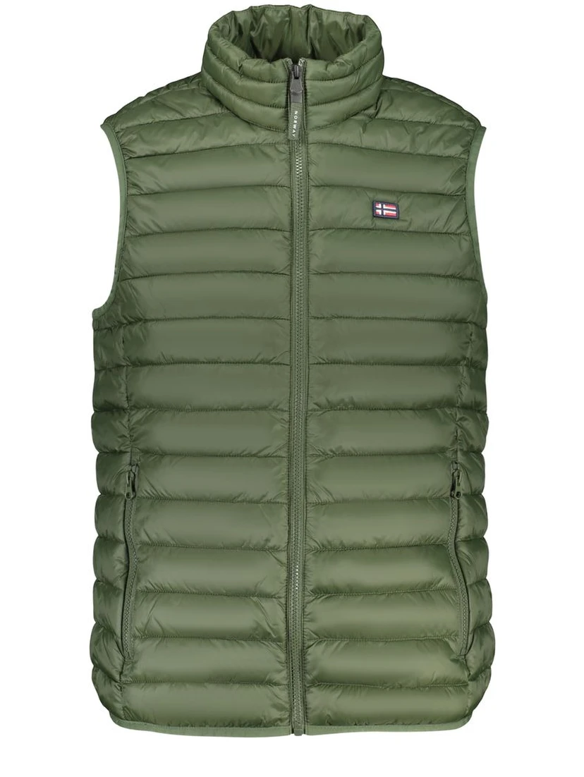 Green Polyester Sleveless Jacket