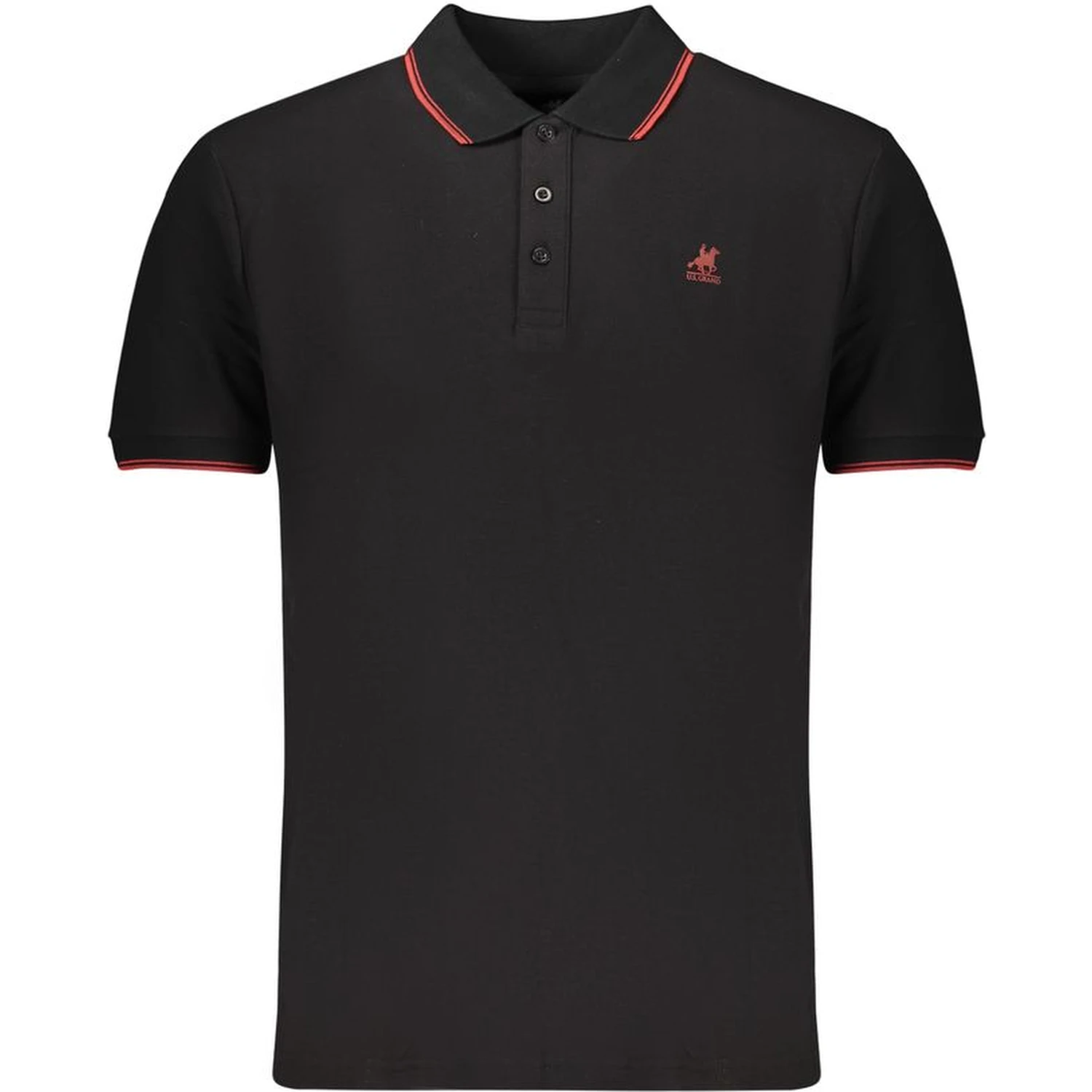 Black Cotton Men Polo