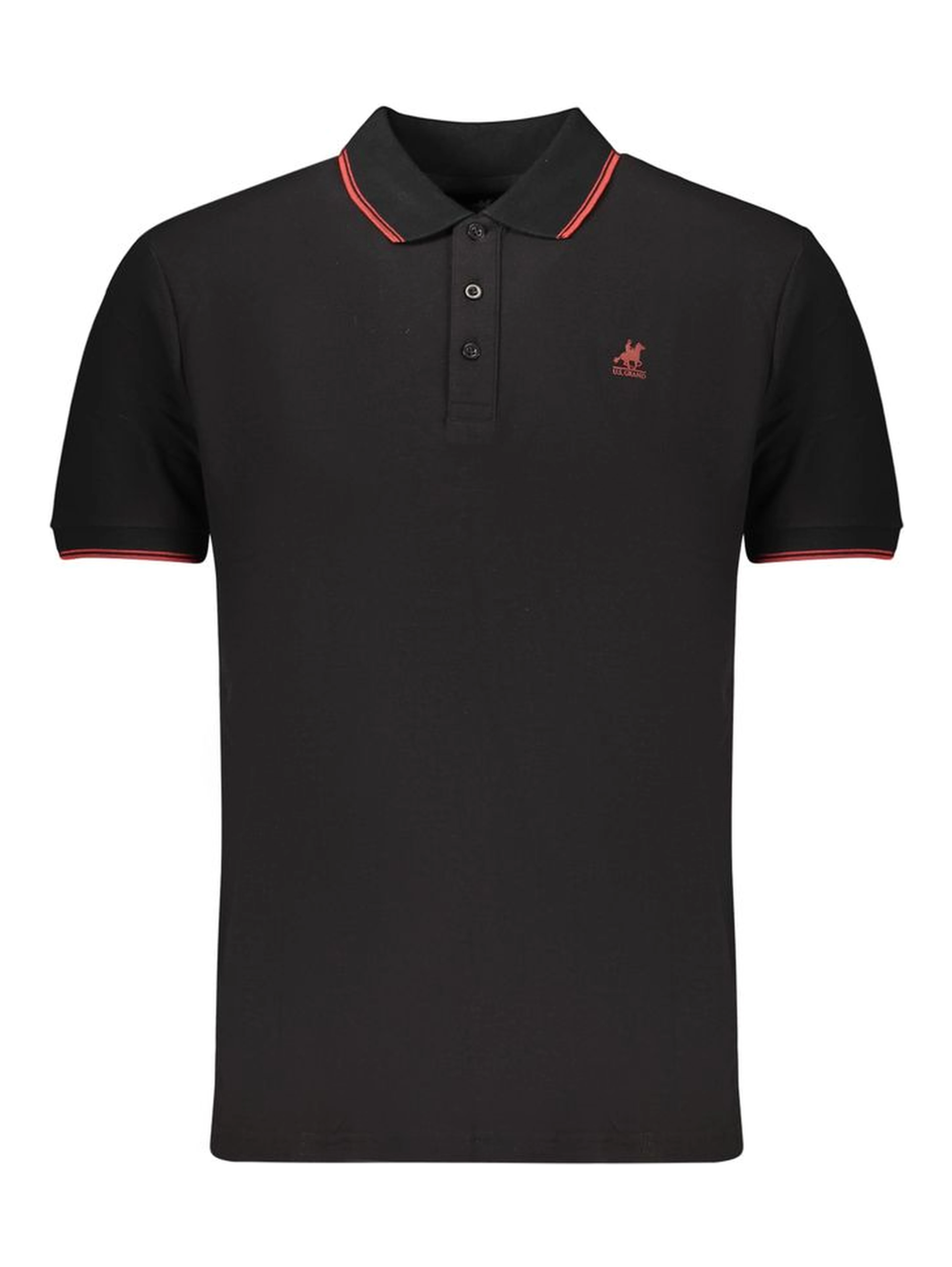 Black Cotton Men Polo