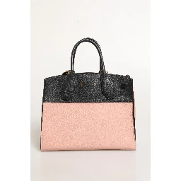 Pink and Black Leather City Steamer Leather Handbag