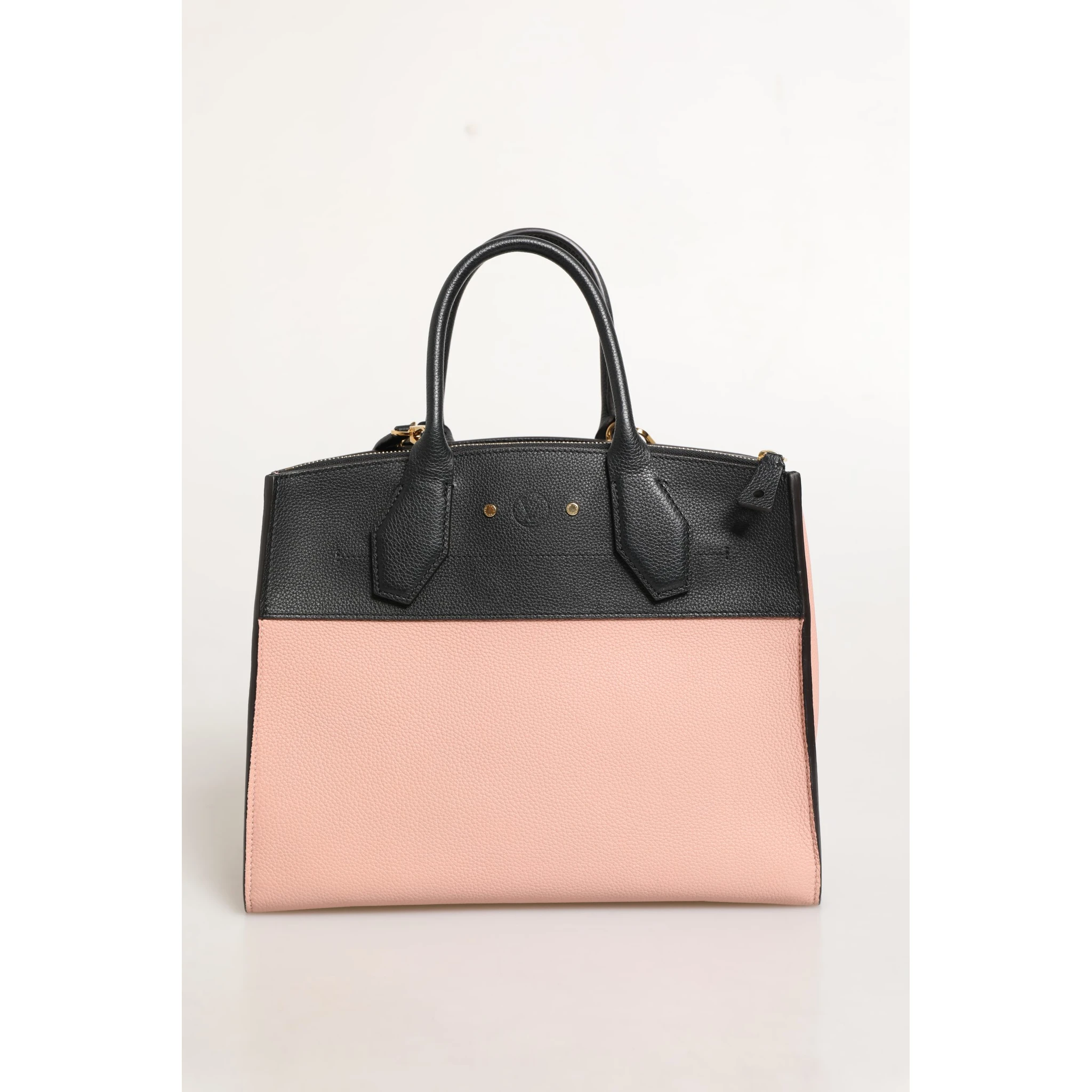 Pink and Black Leather City Steamer Leather Handbag