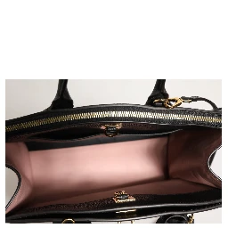Pink and Black Leather City Steamer Leather Handbag