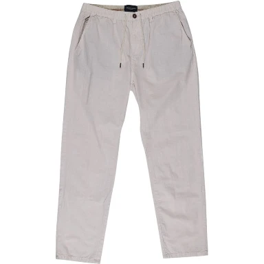 Beige Cotton Casual Pants
