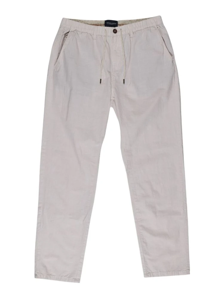 Beige Cotton Casual Pants