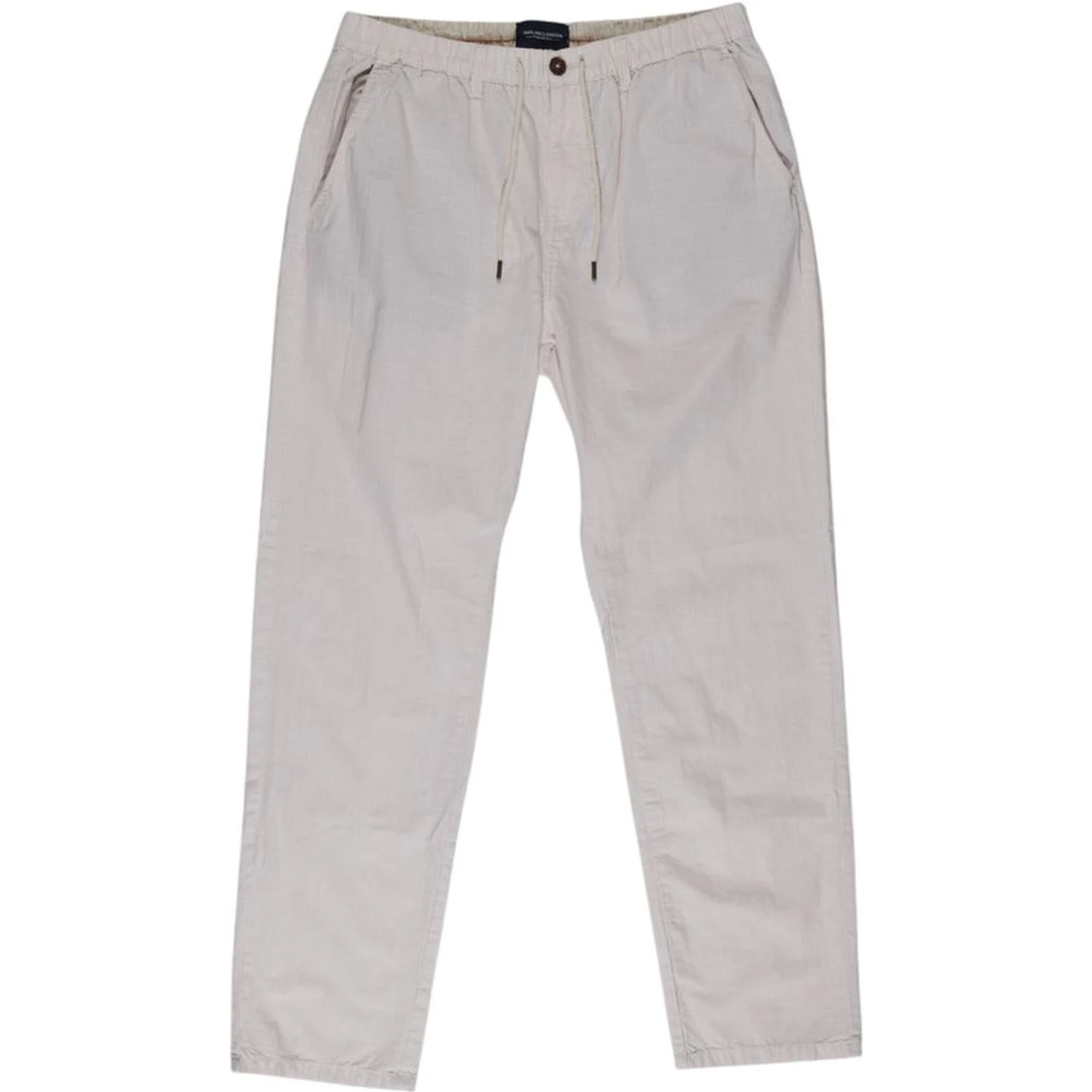 Beige Cotton Casual Pants