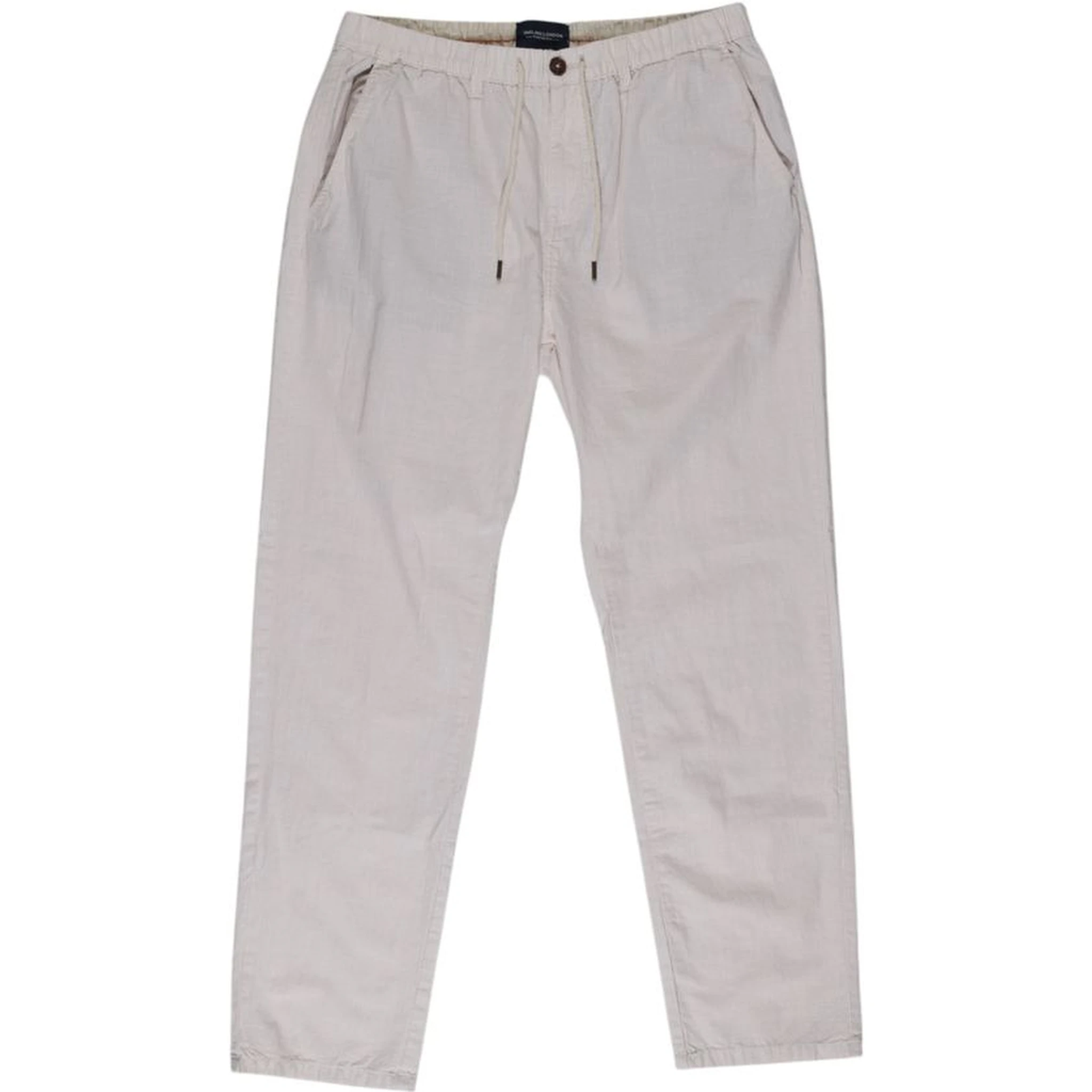 Beige Cotton Casual Pants