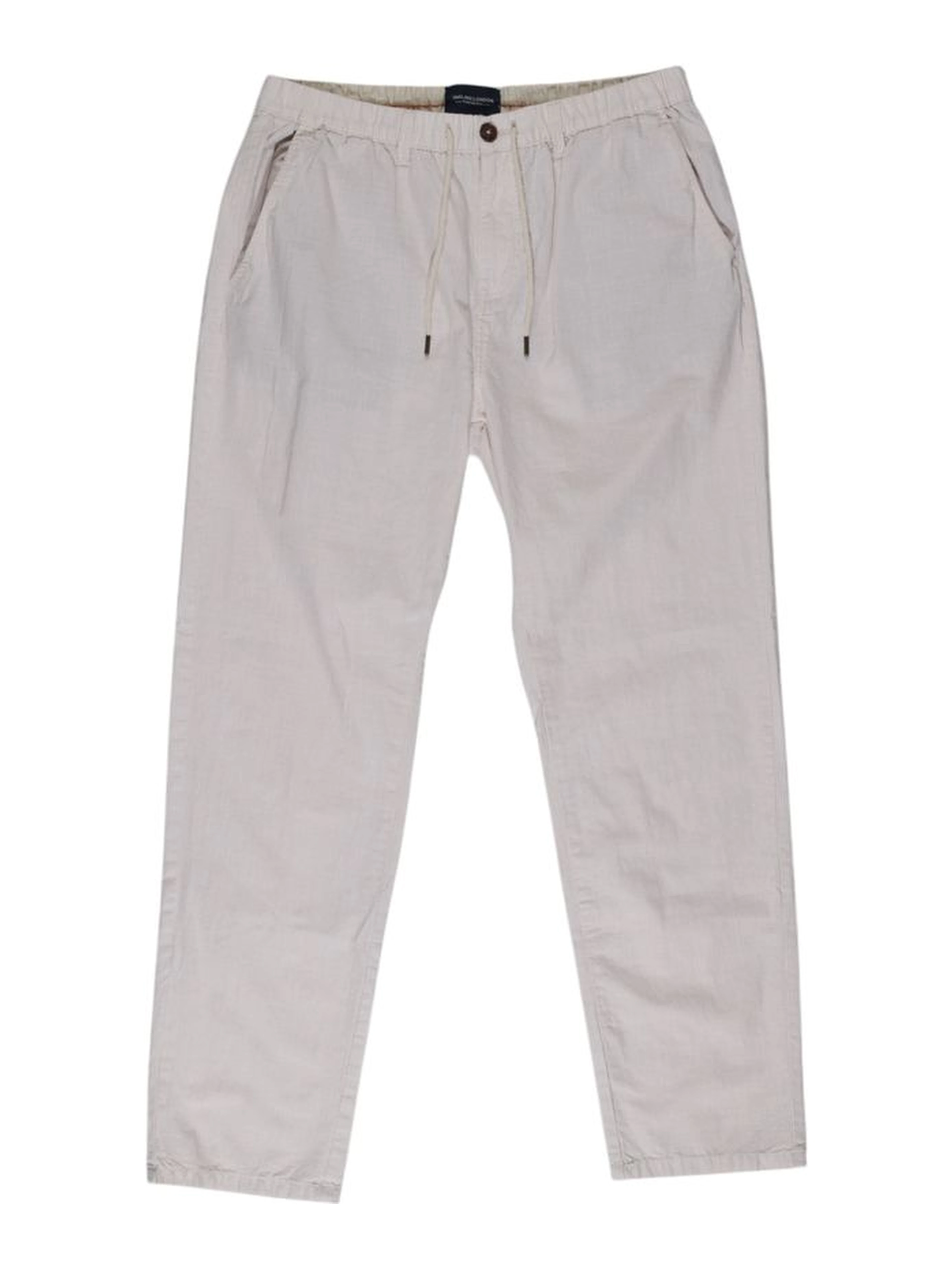 Beige Cotton Casual Pants