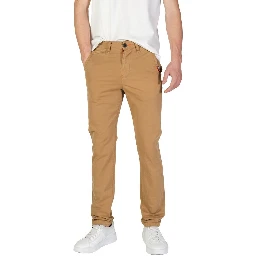 Beige Cotton Skinny Pants