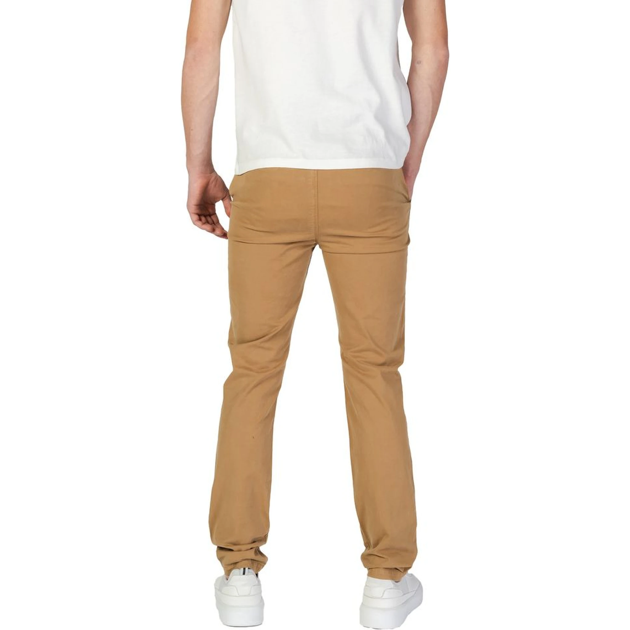 Beige Cotton Skinny Pants