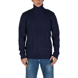 Blue Polyester Turtleneck