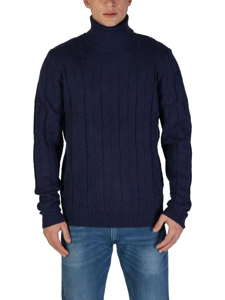 Blue Polyester Turtleneck