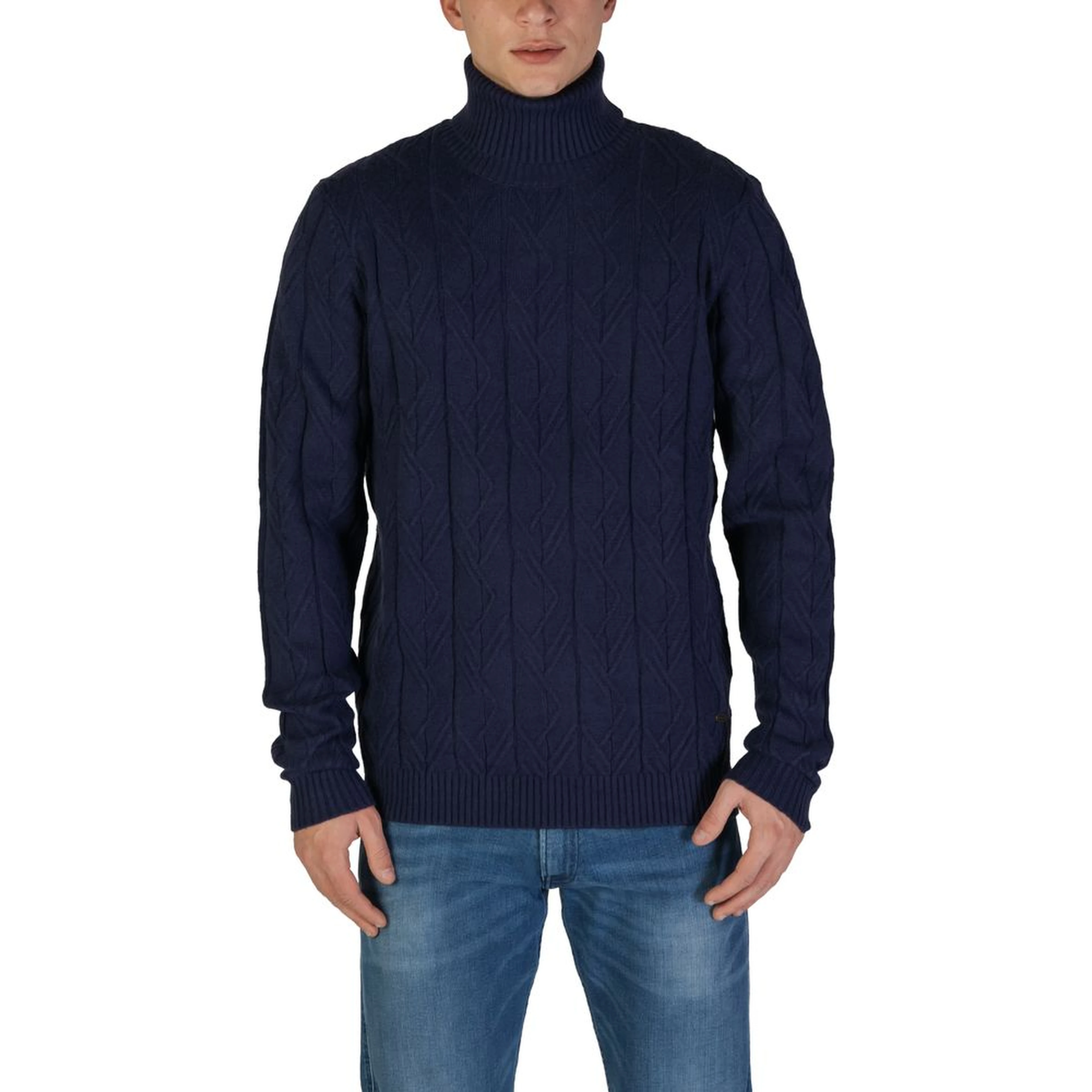 Blue Polyester Turtleneck