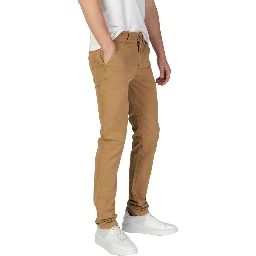 Beige Cotton Skinny Pants