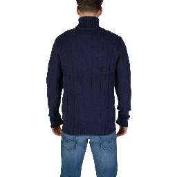 Blue Polyester Turtleneck