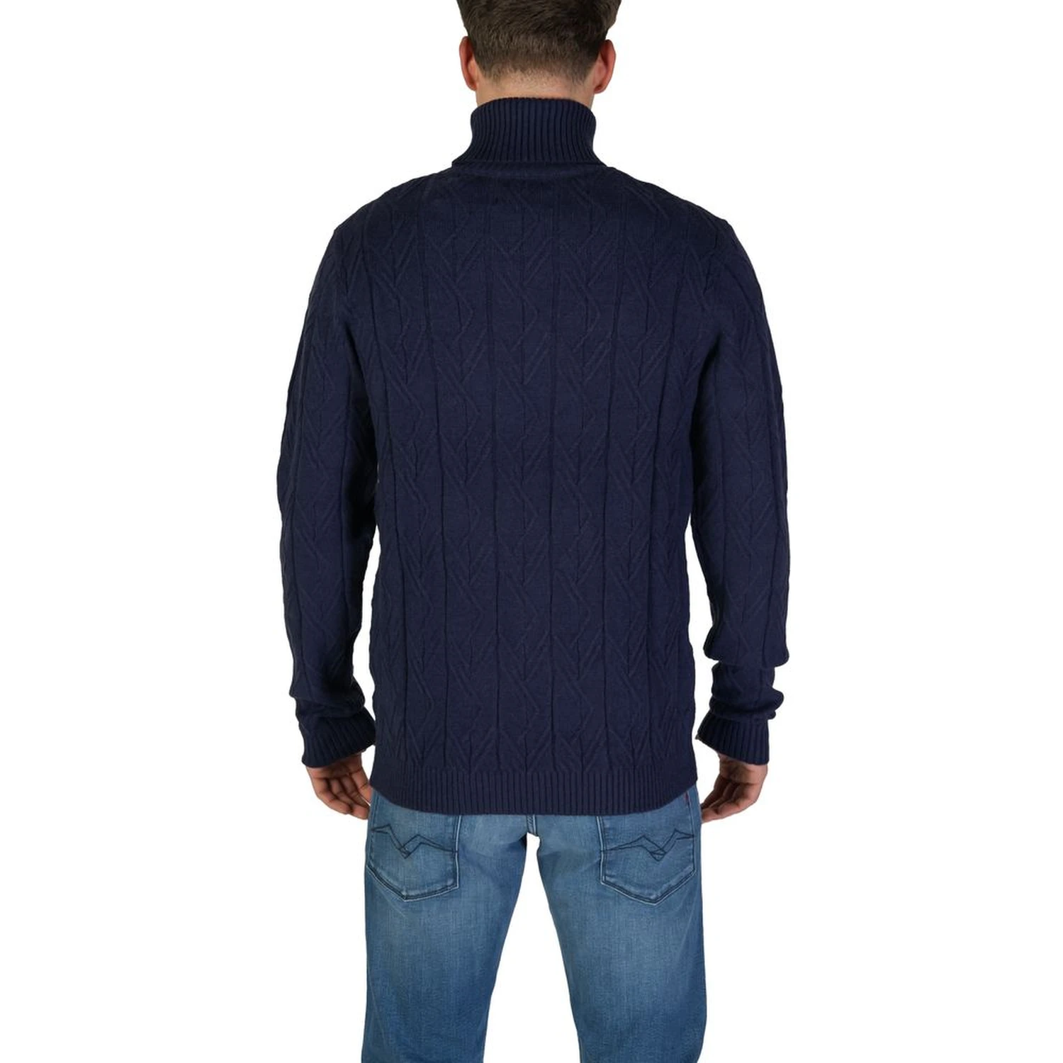 Blue Polyester Turtleneck