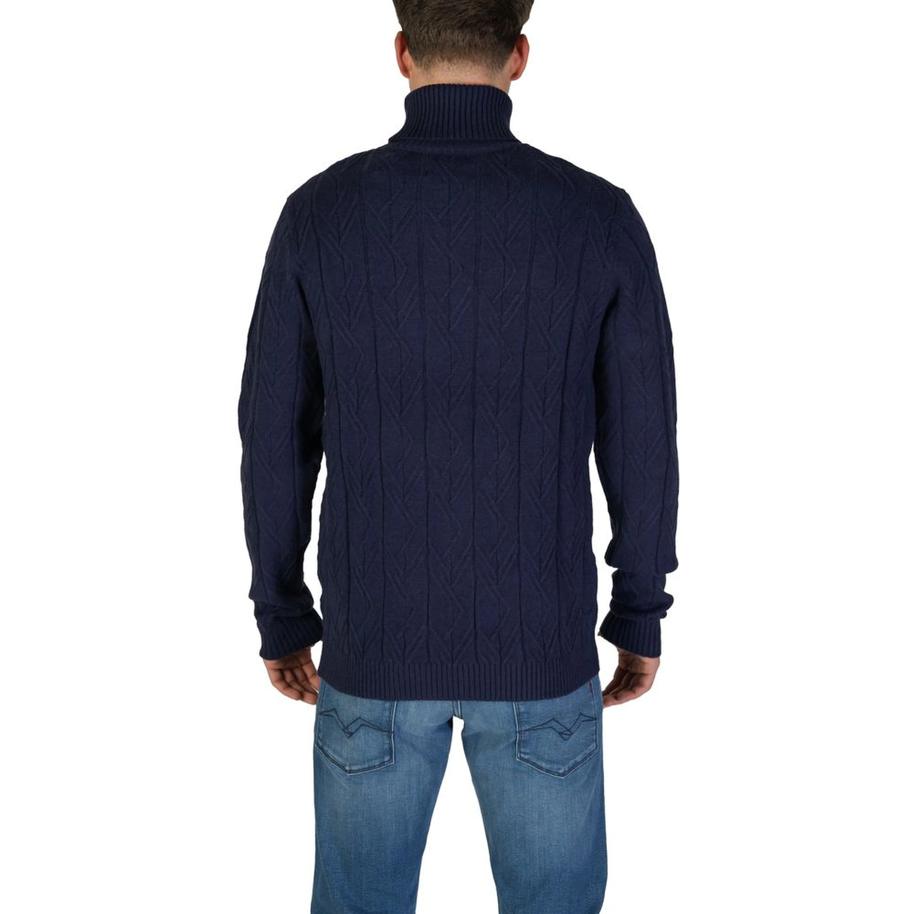 Blue Polyester Turtleneck