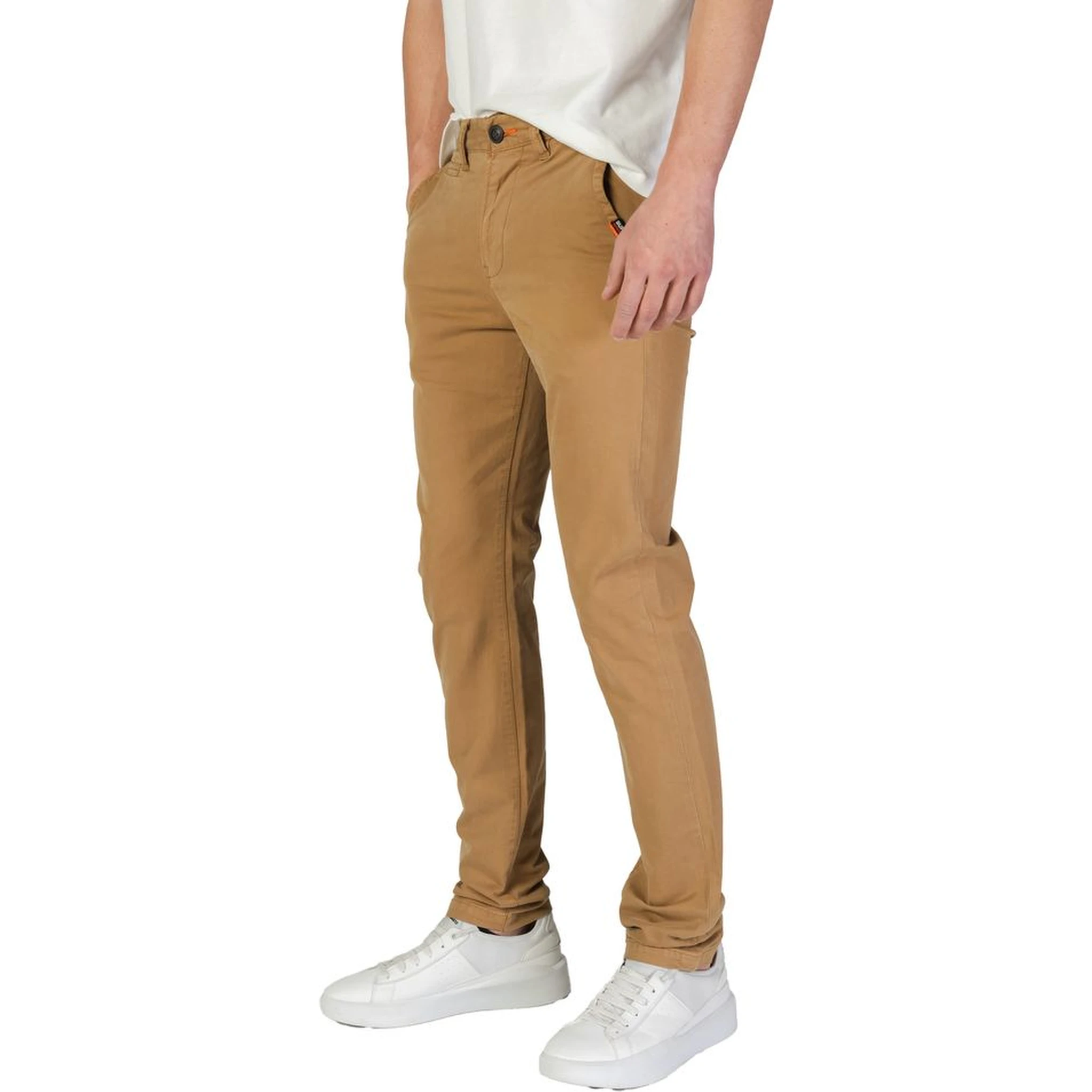 Beige Cotton Skinny Pants