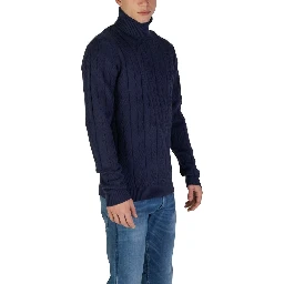 Blue Polyester Turtleneck
