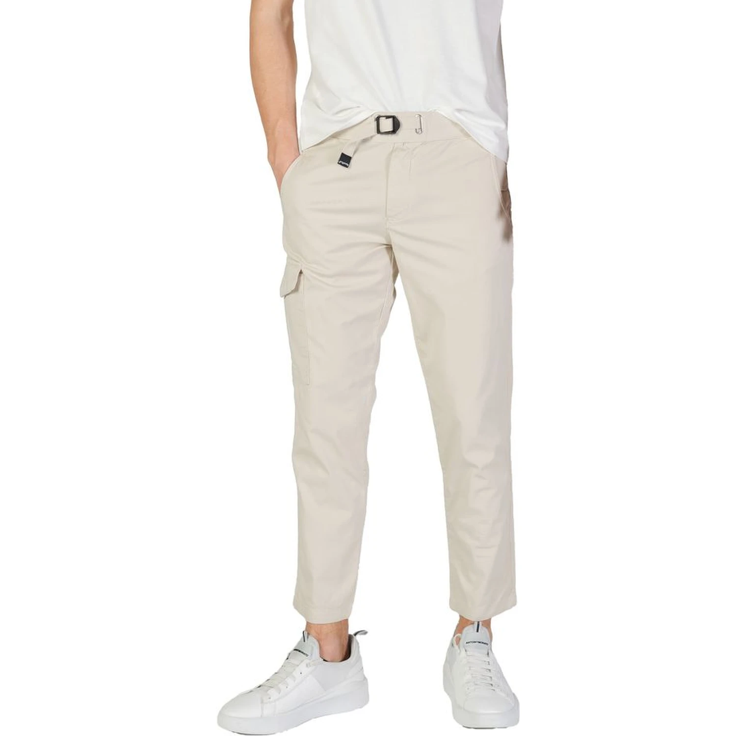 Beige Cotton Cargo Pants