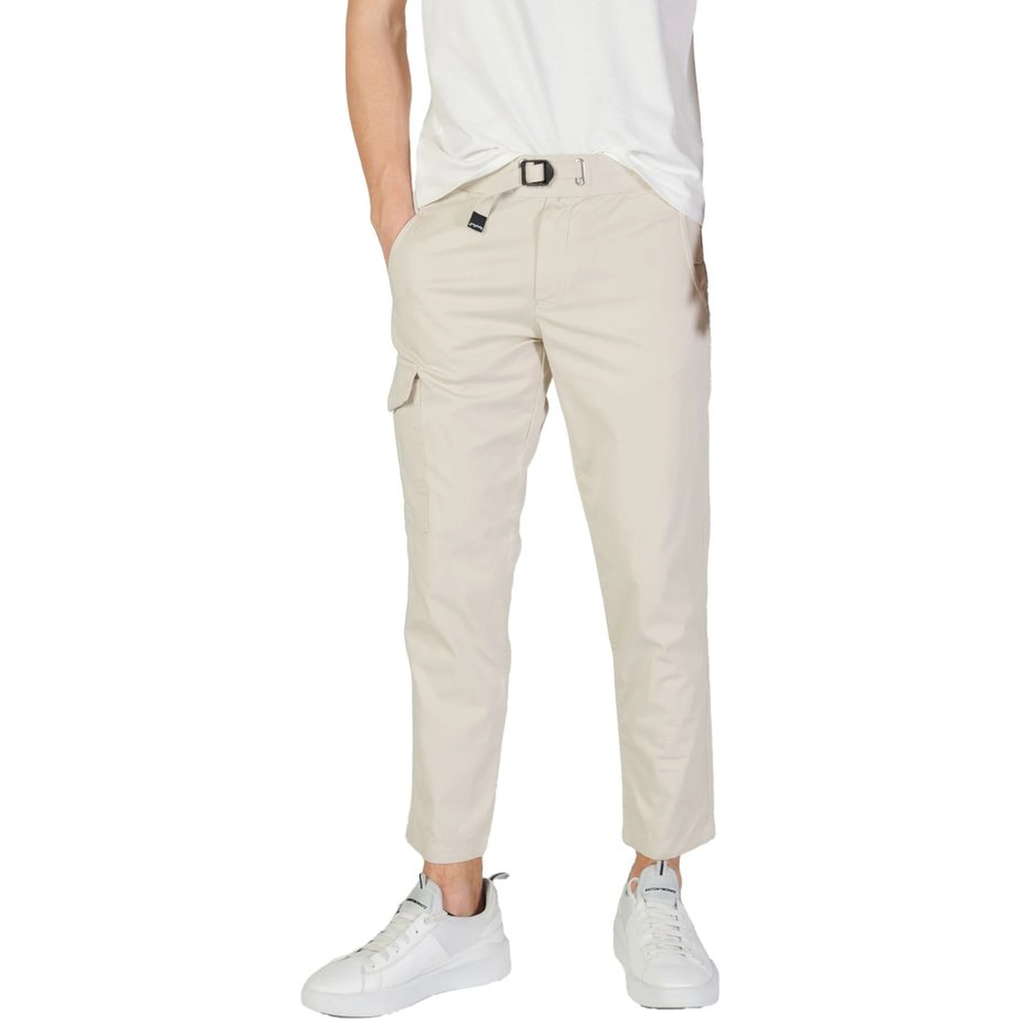 Beige Cotton Cargo Pants