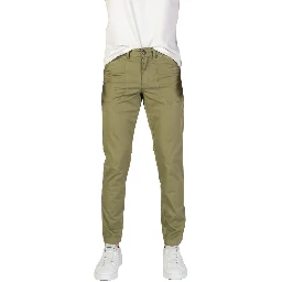Green Cotton Casual Pants