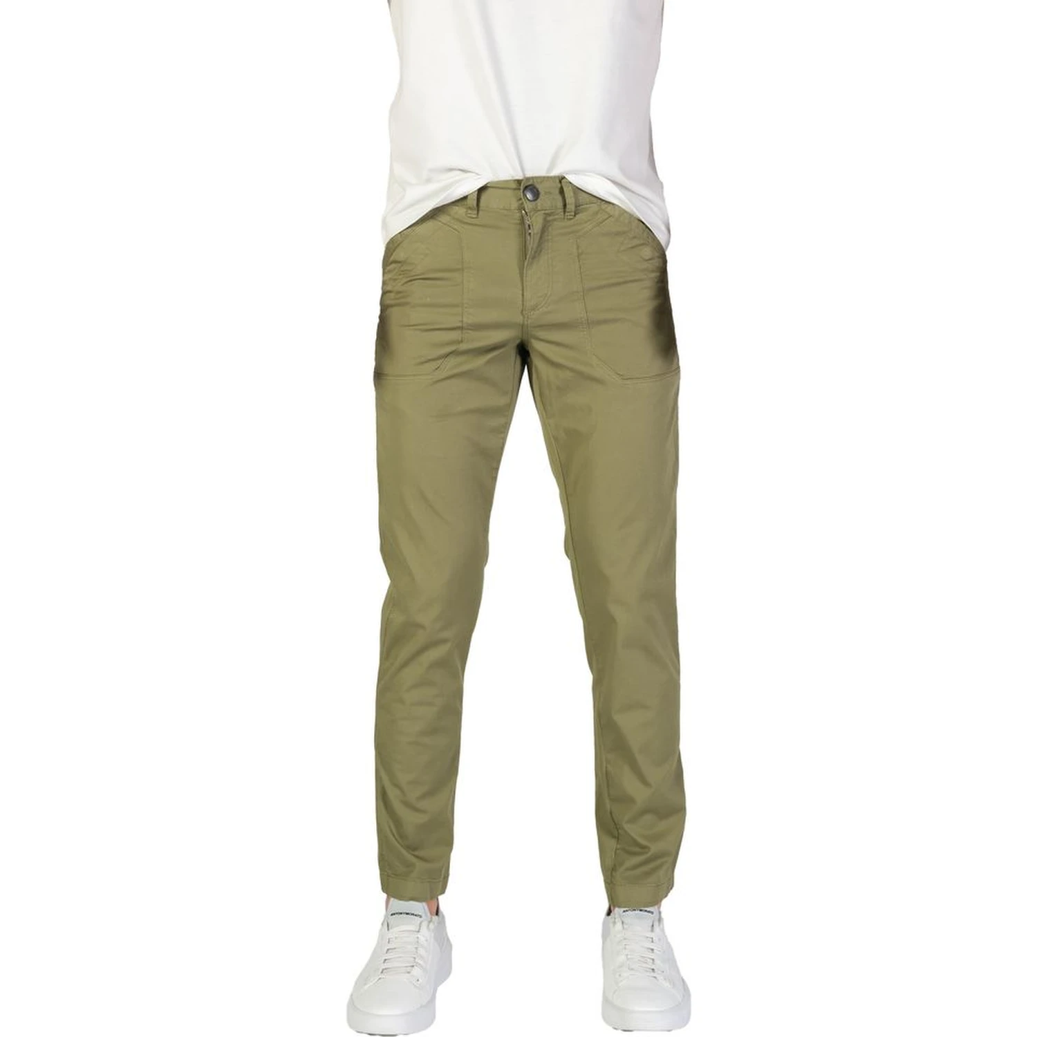 Green Cotton Casual Pants