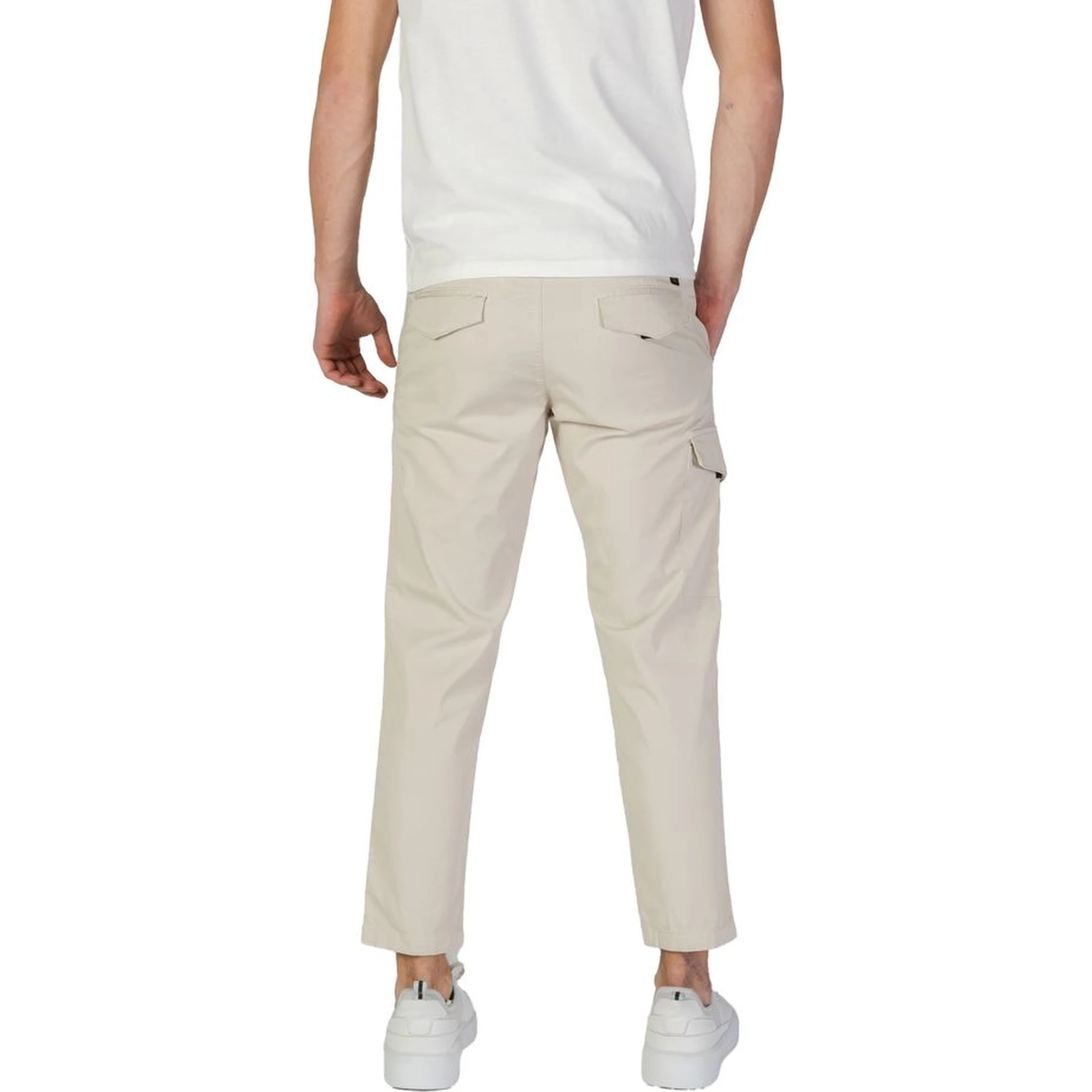 Beige Cotton Cargo Pants