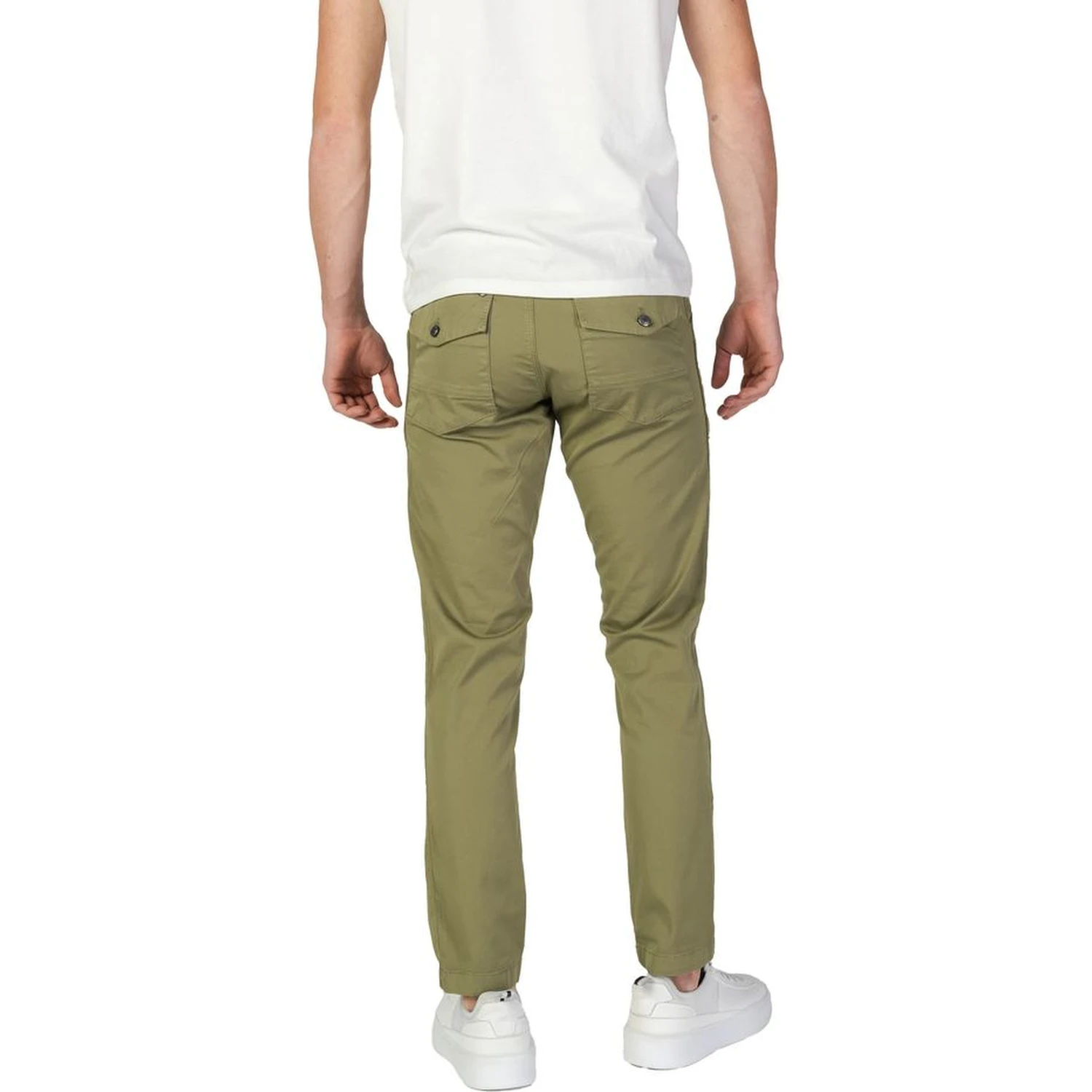 Green Cotton Casual Pants