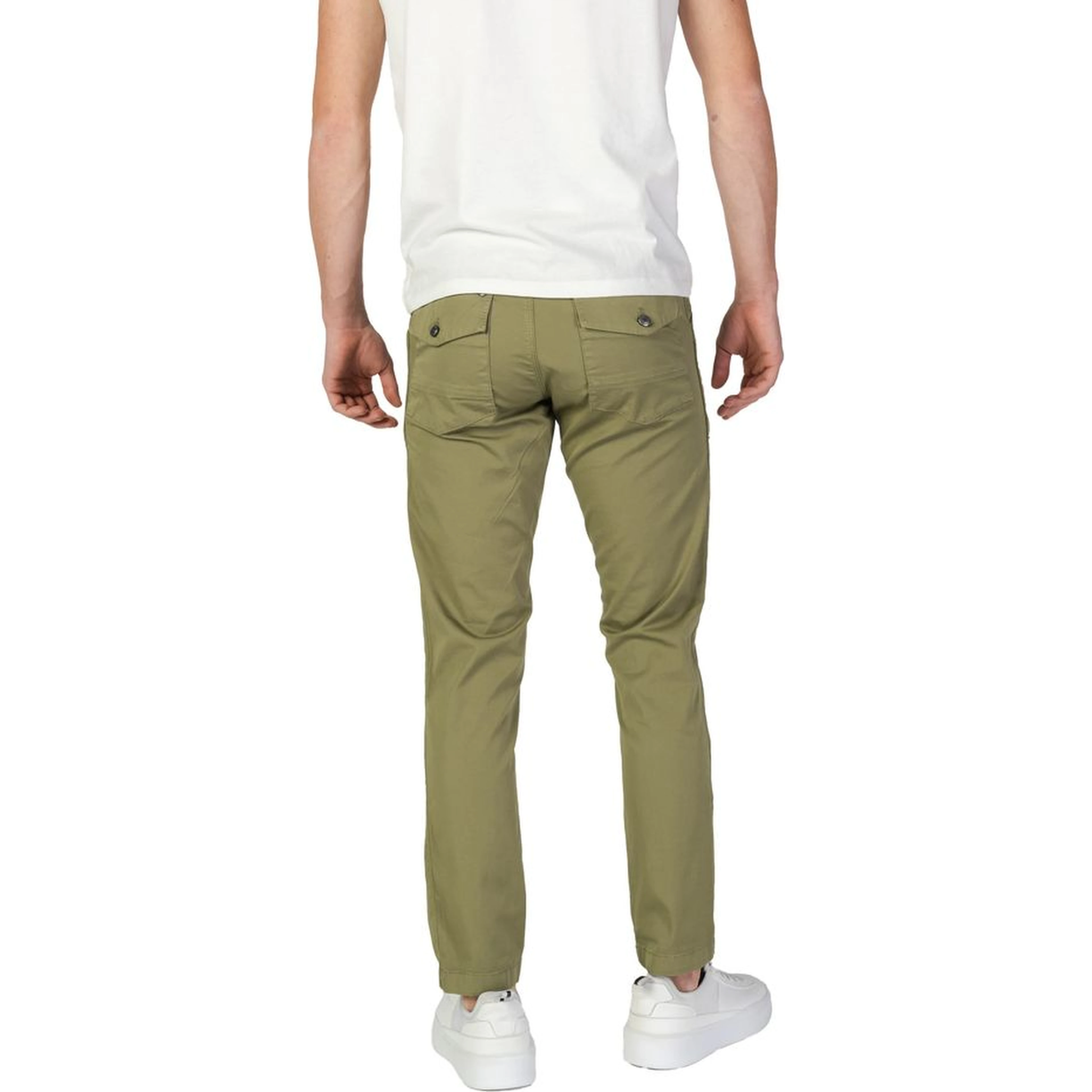 Green Cotton Casual Pants
