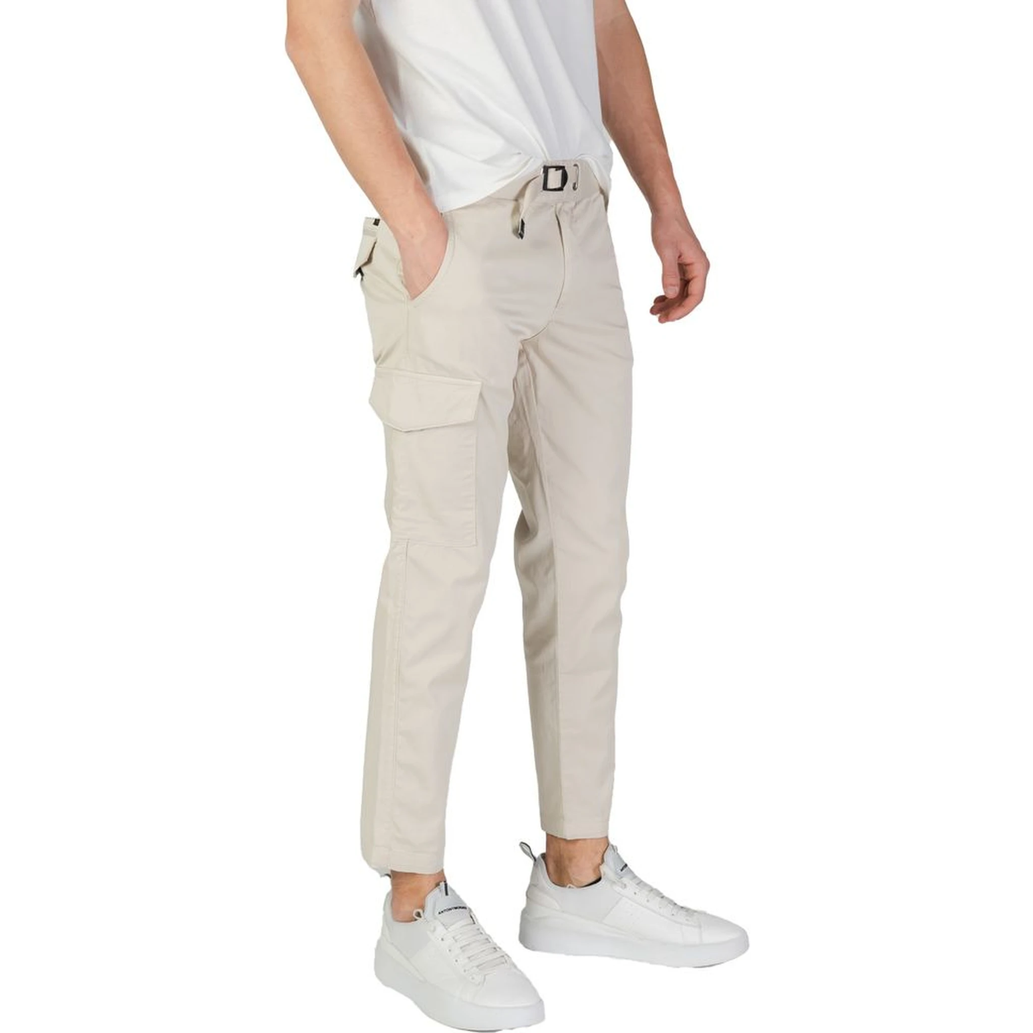 Beige Cotton Cargo Pants
