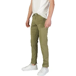 Green Cotton Casual Pants