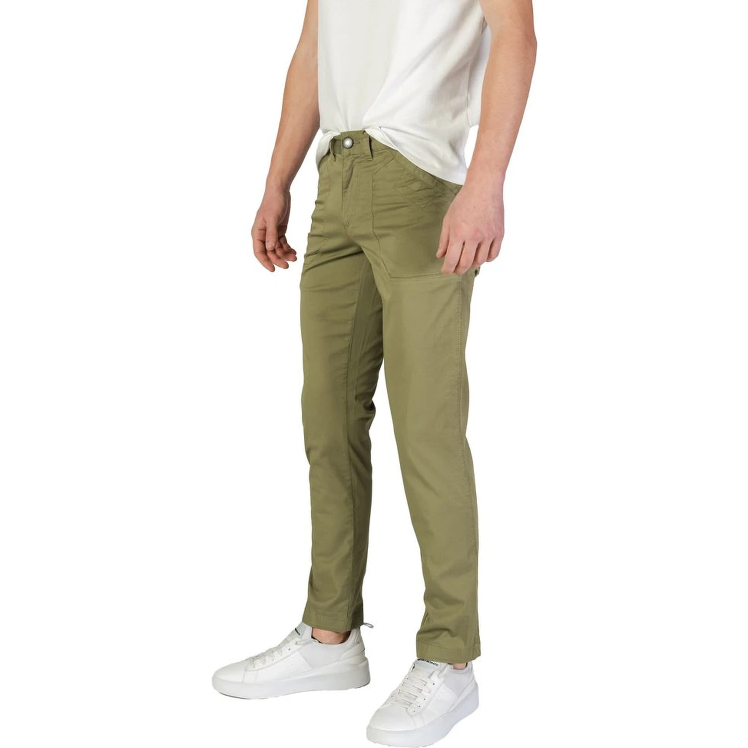 Green Cotton Casual Pants