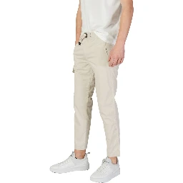 Beige Cotton Cargo Pants