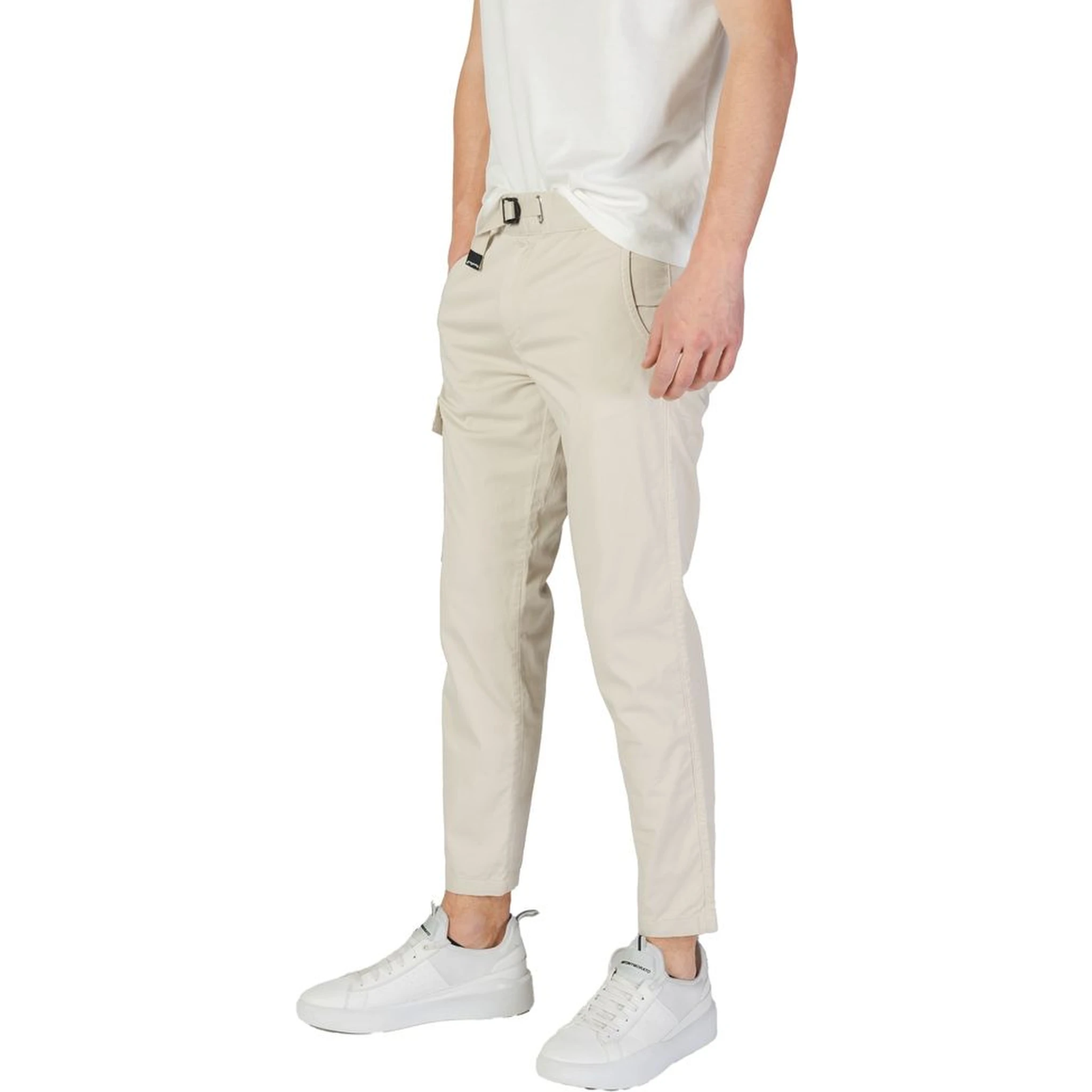 Beige Cotton Cargo Pants