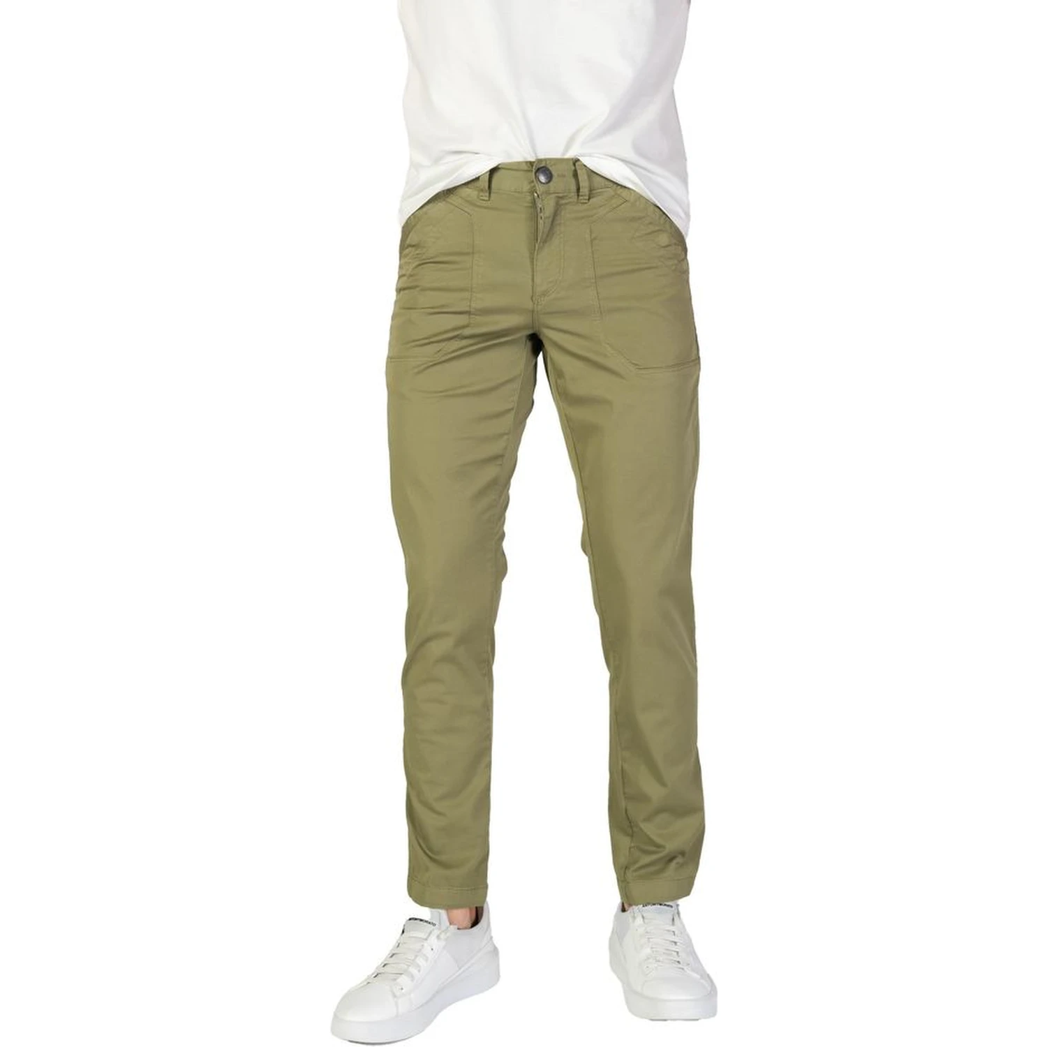 Green Cotton Casual Pants