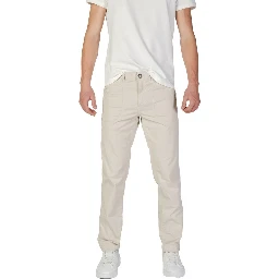 Beige Cotton Casual Pants