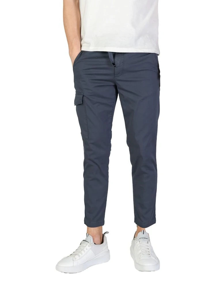 Blue Cotton Cargo Pants