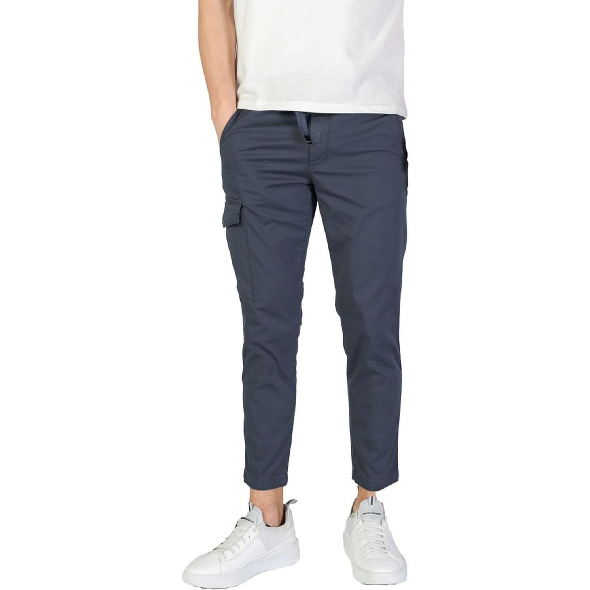 Blue Cotton Cargo Pants