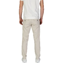 Beige Cotton Casual Pants