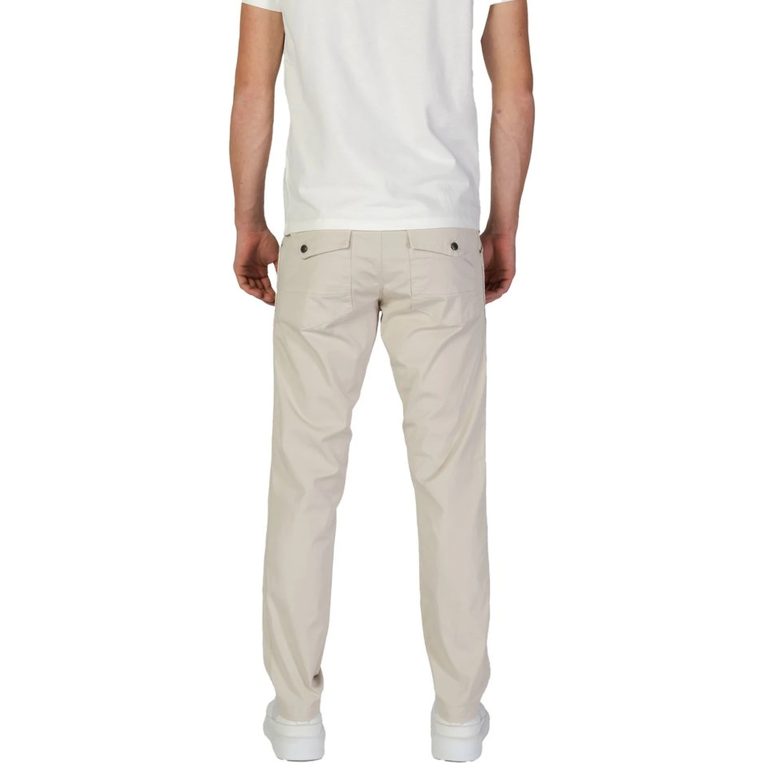 Beige Cotton Casual Pants